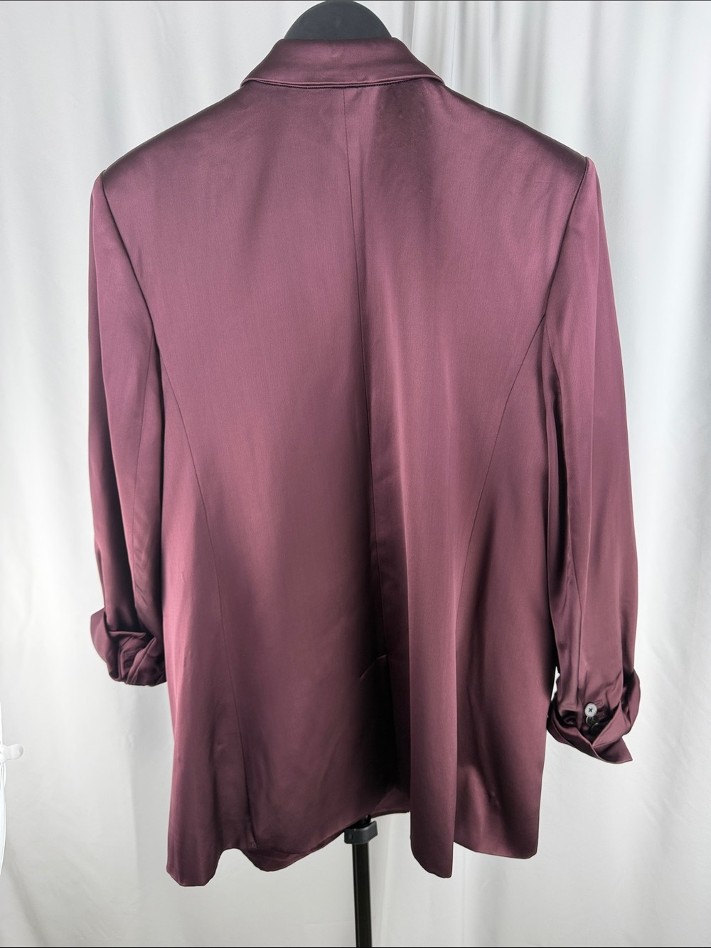 Banana Republic Isa Italian Satin Double-Breasted Blazer in Purple Prune - Picture 8 of 15